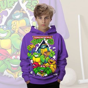 Ensemble Geek Enfant – Sweat TMNT à Capuche et Design Dynamique