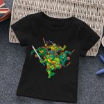 T-shirt Noir Tortue Ninja Leonardo pour Enfants