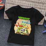 T-shirt Noir Tortue Ninja Kawaii pour Enfants