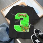 T-shirt Noir Tortue Ninja - Joyeux anniversaire pour tes 3 ans