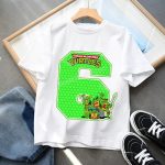 T-shirt Blanc Tortues Ninja - Joyeux anniversaire pour tes 6 ans