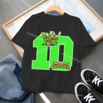T-shirt Noir Tortue Ninja - Joyeux anniversaire pour tes 10 ans