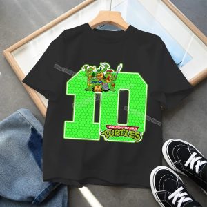 T-shirt Noir Tortue Ninja - Joyeux anniversaire pour tes 10 ans