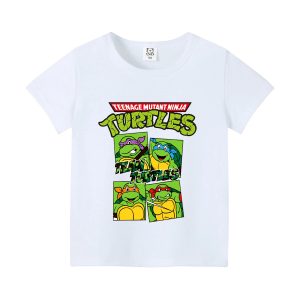 T-shirt Blanc Enfant TMNT – Design Humoristique