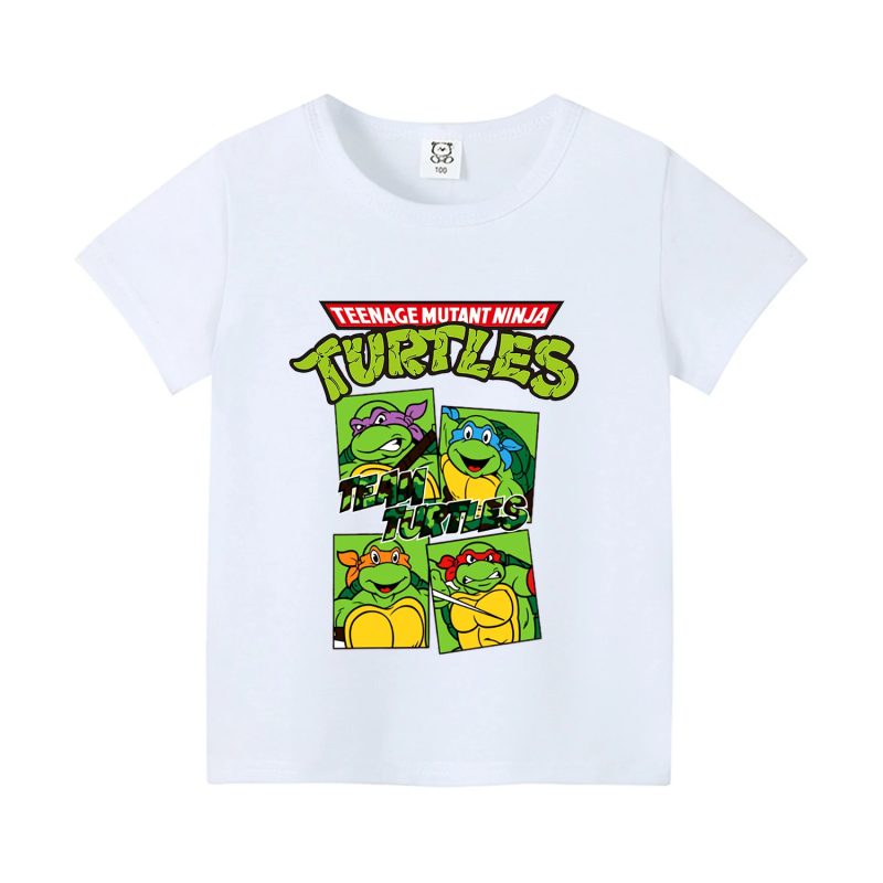 T-shirt Blanc Enfant TMNT – Design Humoristique