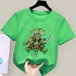 T-shirt Vert TMNT Enfant – Idéal pour Cosplay, École ou Cadeau Fan