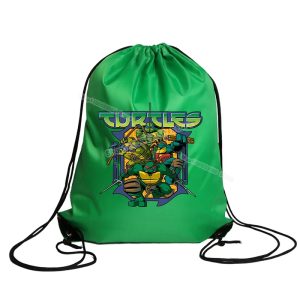 Sac Scolaire TMNT - Design Vert avec Cordon de Serrage [43x34 cm]