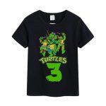 T-shirt Noir Tortues Ninja - Joyeux anniversaire pour tes 3 ans
