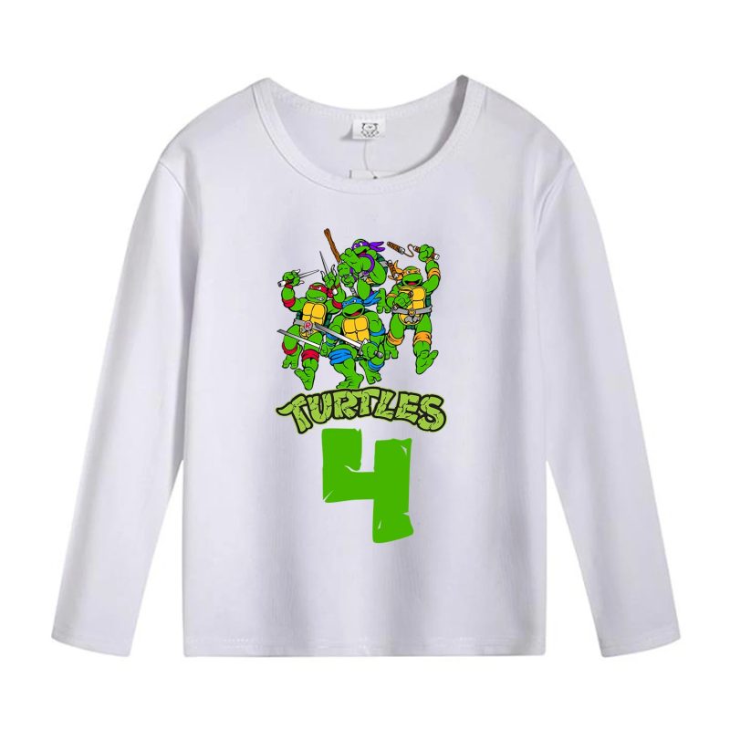 Sweatshirt Tortue Ninja Blanc Joyeux Anniversaire 4 – Fêtez avec Style