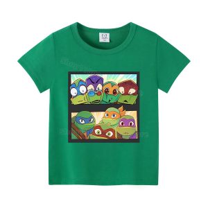 T-shirt Vert Enfant Tortue Ninja – Style Dynamique pour Vacances ou École