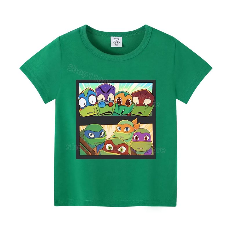 T-shirt Vert Enfant Tortue Ninja – Style Dynamique pour Vacances ou École