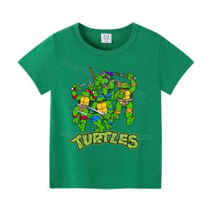T-shirt TMNT Enfant Vert – Motifs Héroïques & Tissu Résistant à la Transpiration