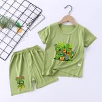 Short et Shirt Vert Militaire Tortue Ninja – Idéal pour Anniversaires ou Jeux en Extérieur