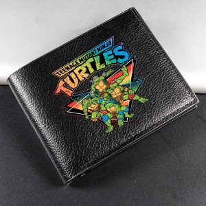 Porte-Monnaie Tortue Ninja en Cuir Noir – Élégance Geek