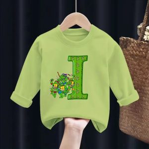 Sweat-shirt TMNT Vert pour Enfant Lettre I – Confort et Style Geek