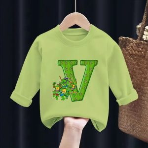 Sweat-shirt TMNT Vert pour Enfant Lettre V – Confort et Style Geek