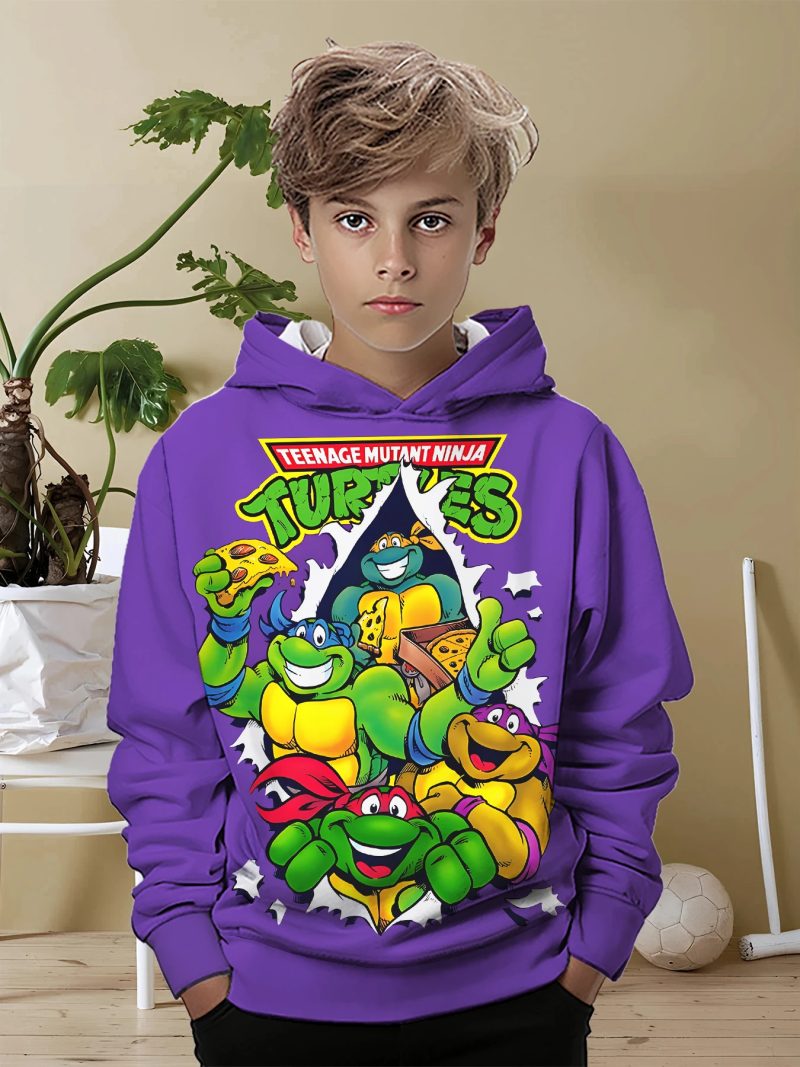 Ensemble Geek Enfant – Sweat TMNT à Capuche et Design Dynamique – Image 2