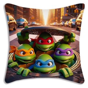 Oreiller Carré TMNT – 45x45cm Velours Doux