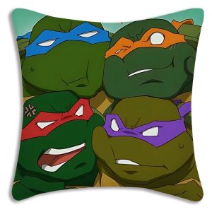 Oreiller Tortue Ninja – Velours pêche doux et lavable
